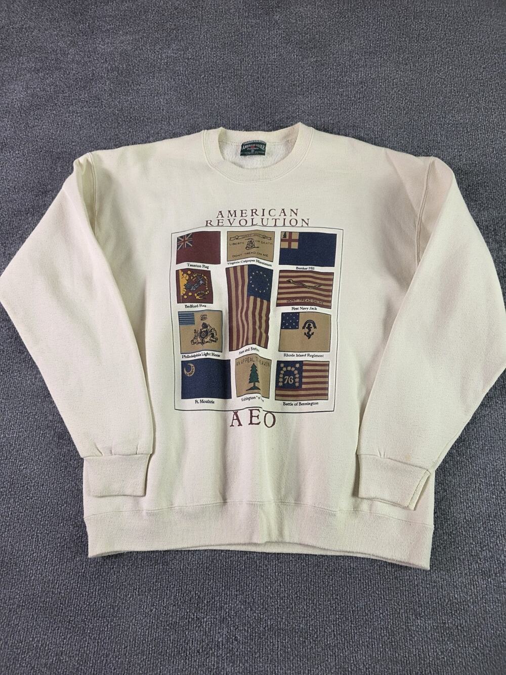 Vintage 90s American Eagle Flags Sweatshirt Size XL American Revolution Made USA